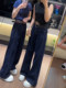 Large size women's clothing 2025 spring new high-waist straight jeans for women fat mm loose slimming wide-leg floor trousers