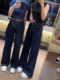 Large size women's clothing 2025 spring new high-waist straight jeans for women fat mm loose slimming wide-leg floor trousers