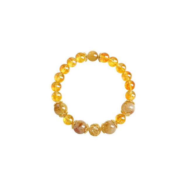 2025 New Blonde Yellow Crystal Wealth Transfer Bracelet Women's Light Luxury Niche Exquisite High-end Feeling Artificial Bracelet