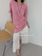 European Station 2025 Summer Design Sensory Letter Iron Tower Pattern Printed Loose Large Pink T -shirts
