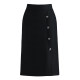 2025 Spring and Summer New hip-covered skirt Mid-length skirt Black buttons Front slit One-step bottoming skirt Spring and autumn