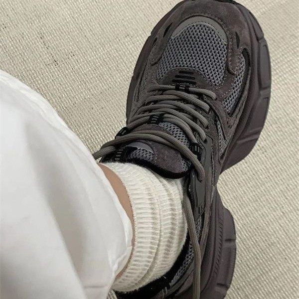 Zhao Lusi's same style gray thick-soled dad shoes for women 2024 autumn new breathable versatile fashion ins sneakers