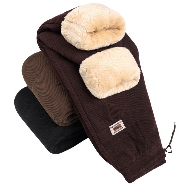 Mother's winter corduroy pants plus velvet thickened outer wear middle-aged and elderly women's autumn and winter straight warm pants grandma cotton pants