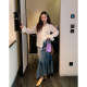 Dazi gold large diamond diamond denim skirt women's 2025 new spring high waist large size fat mm fish tail skirt long skirt