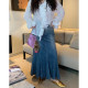 Dazi gold large diamond diamond denim skirt women's 2025 new spring high waist large size fat mm fish tail skirt long skirt