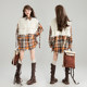 Keiko retro rendering grid long -sleeved shirt 2025 Spring atmosphere Sentence, orange loose jacket, jacket
