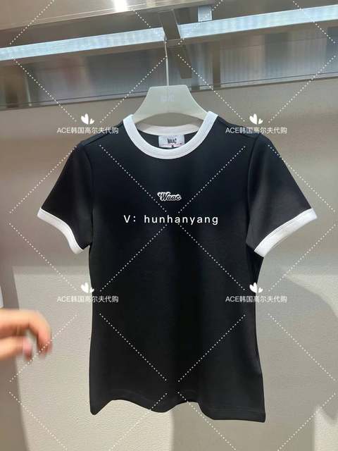 Waac Women's Golf Clothing 24 Summer Discounts All-match Casual Sports Slim Breathable Round Neck Short Sleeve Top
