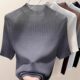2025 summer slim thin hollow top for women Korean style outfit new half-high neck mesh lace short sleeve knitted
