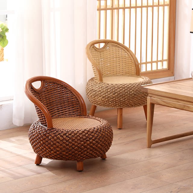 Rattan small chair home seat single rattan chair pastoral low stool ...