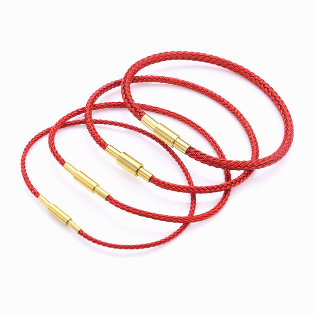 Waterproof steel wire rope Year of the year of the zodiac bracelet red rope bracelet transport beads small holes strung with gold braided rope men and women lovers