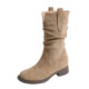 Genuine leather~Heightening Maillard short boots for women 2025 super fire boots mid-calf Martin boots western cowboy boots