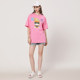 kodice spring and summer new pink cotton round neck T-shirt short-sleeved top cartoon printed loose casual women's clothing