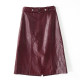 Oil wax leather high-end sheepskin genuine leather skirt long skirt women's slim high waist hip slit one-step skirt retro skirt