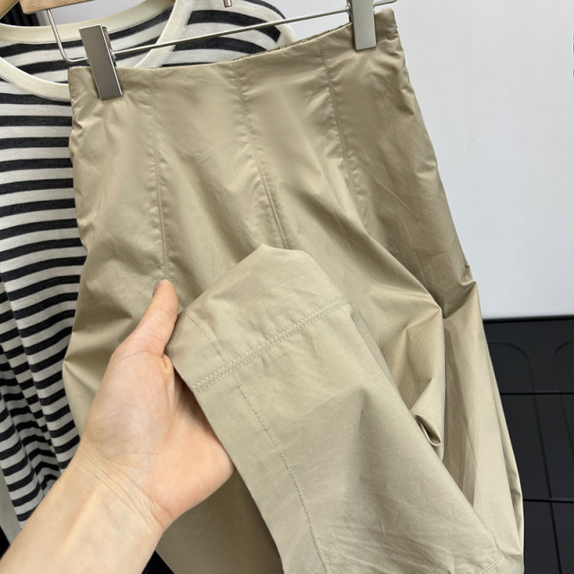 Daily single women's clothing commuting temperament Hepburn style high waist slim A-line skirt mid-length cotton umbrella skirt for women spring and summer