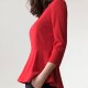 7-quarter sleeve T-shirt for women in early spring, slim belly, lotus leaf edge versatile top round neck slim waist waist big hem shirt
