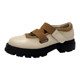 Cabinet Ya's women's shoes genuine leather casual shoes thick-soled soft and comfortable small leather shoes Velcro elastic band European and American platform shoes