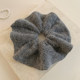 Gray large rabbit fur knitted wool large intestine hair tie for women in autumn and winter with low ponytail hair rope and hair rubber band