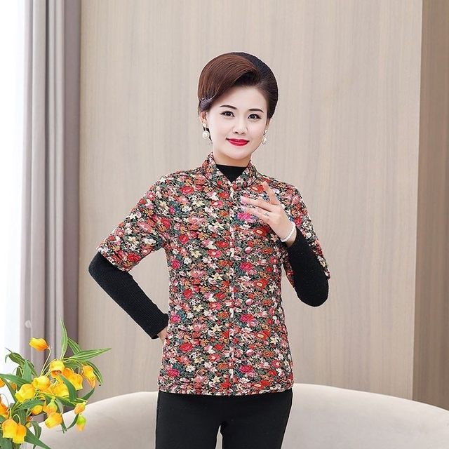 New middle-aged and elderly women's clothing autumn and winter elderly quilted vest short-sleeved thermal vest mother's clothing sleeved cotton vest