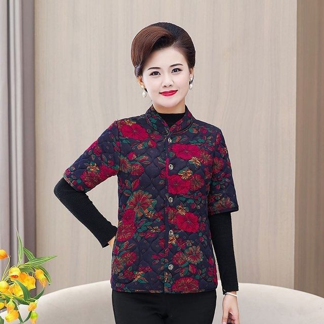 New middle-aged and elderly women's clothing autumn and winter elderly quilted vest short-sleeved thermal vest mother's clothing sleeved cotton vest