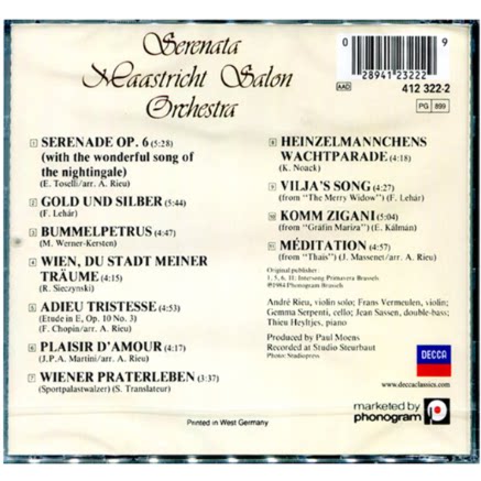 Nightingale Serenade Collection Greeting Salon Music Serenata CD Record 4123222