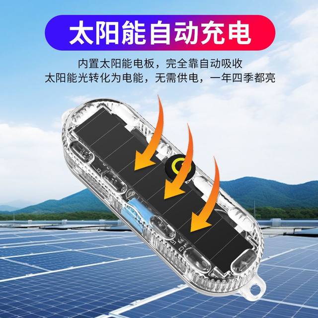 Automobile and motorcycle electric vehicles anti-rear collision solar flash warning light without wiring width LED night rear tail light
