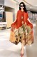 Large size silk dress for women two-piece 2025 spring new style rich lady temperament slim print suit skirt
