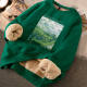 Thickened lamb velvet printed round neck sweatshirt for girls in 2024 new winter loose outerwear trendy top