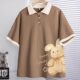 Short -sleeved T -shirt Female Summer 2024 New Explosive Student Polo Shirt Loose Summer Women's Blue Half -Half -Sleeve
