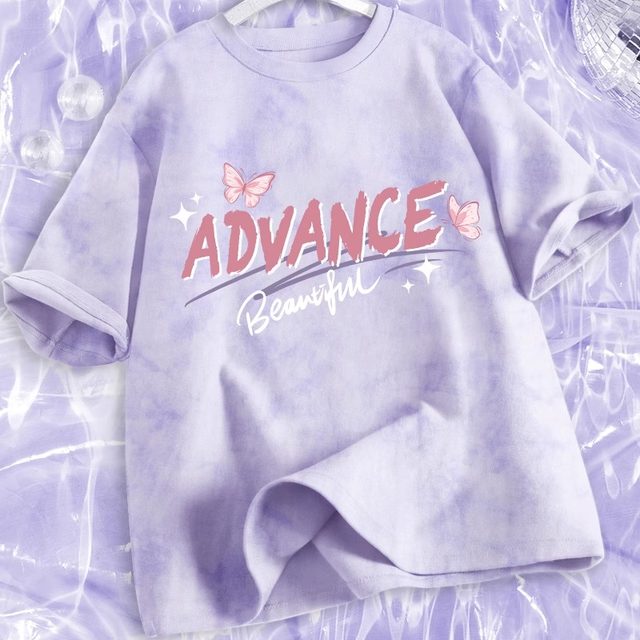 Student short-sleeved T-shirt for women in summer loose tie-dye pink half-sleeved 2025 new design top niche
