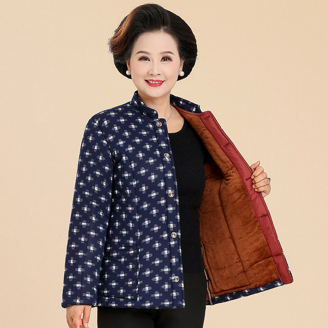 Middle -aged and elderly mother winter cotton jackets plus thickened camel paddy jacket elderly people elastic home warm cotton jacket
