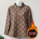 Mother's autumn and winter velvet bottoming shirt for middle-aged and elderly women, large size, loose, flesh-covering, floral mid-collar, warm stretch top
