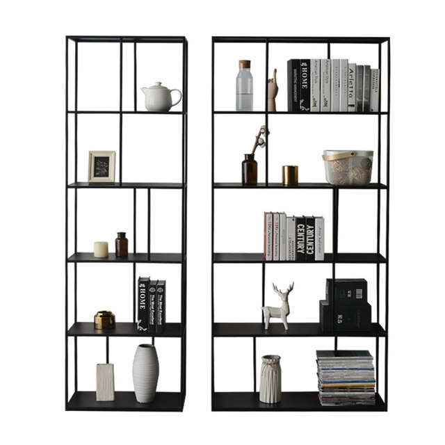 Tiefan Nordic living room floor-standing steel bookshelf wrought iron storage rack simple steel frame whole wall storage partition bookcase