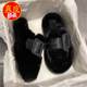 Counter Baotou furry slippers for women for autumn and winter outer wear 2025 new Internet celebrity popular thick-soled platform plush slippers