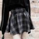 2024 spring and autumn new girl feels dark gray lattice high waist strap big band skirt short skirt wild tide female
