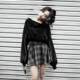 2024 spring and autumn new girl feels dark gray lattice high waist strap big band skirt short skirt wild tide female
