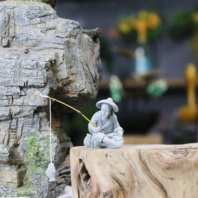 Simulated fisherman small ornaments gardening flowers micro landscape Jiang Taigong decorative ornaments rockery bonsai fisherman ornaments