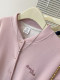 American style unique and thin sweatshirt jacket for women's spring and autumn gray heavy embroidered design baseball uniform