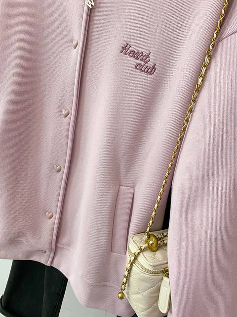 American style unique and thin sweatshirt jacket for women's spring and autumn gray heavy embroidered design baseball uniform