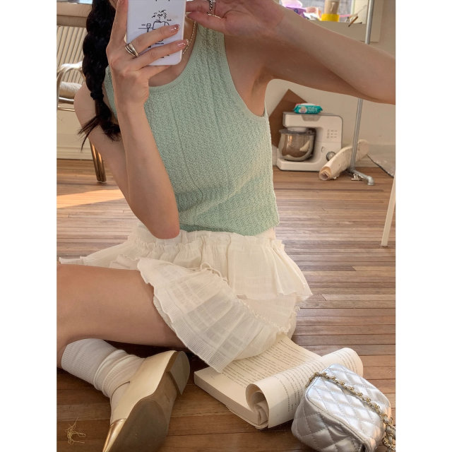 Design niche A-line skirt for women in summer new style 2024 high waist pleated lace tulle skirt cake skirt