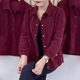 Middle-aged mother wears high-end corduroy jacket 2025 autumn new fashion polo collar double-pack shirt top for women