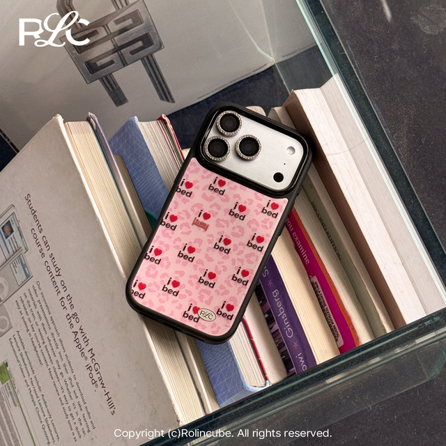 Rolincube original I love sleeping Apple 17Promax mobile phone case black edge iPhone17Pro leopard print 17 new 15Pro magnetic Magsfe suitable for 16Pro all-inclusive 16Promax