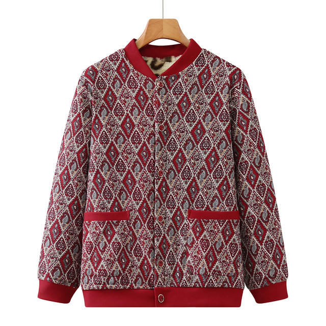 Grandma's sheep wool cotton coat, middle-aged and elderly cardigan, velvet thickened warm cotton jacket, winter coat, mother's new cotton coat