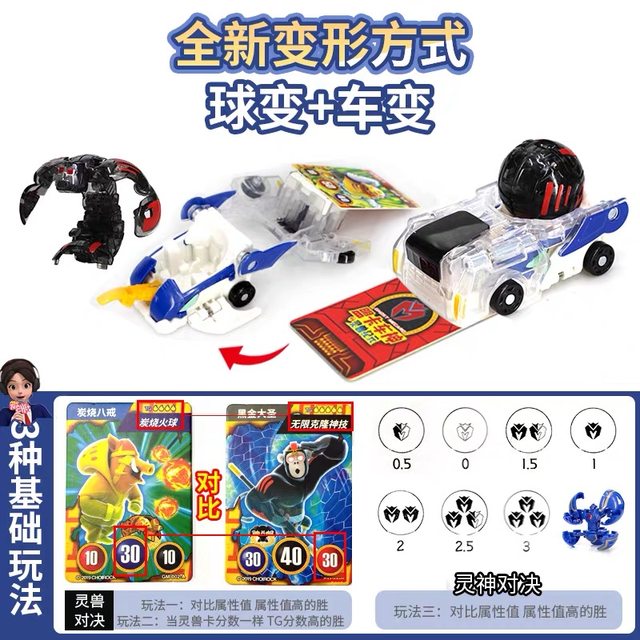 Magical Adventures Spirit Beast Era Alliance Truck God Transformation Vehicle Spirit Beast Ball Black Gold Great Sage Roaring Tiger King Thunder Flame Dragon