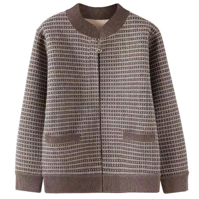 Middle-aged and elderly autumn and winter coats for women, grandma, fashionable tops, plus velvet, thickened mother, small wife, warm shirt