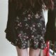 Retro floral skirt female summer A -line skirt large fat MM new chiffon high waist skirt covered ruffled skirt