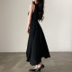 Korean Chic Summer French Hepburn Wind Fang Lival Limb waist Large large swinging A -shaped dress female