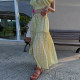 South Korea Chic Summer Summer High -waisted high -waisted high -waisted lean lace -ups stitching large swinged floral skirt women