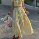 South Korea Chic Summer Summer High -waisted high -waisted high -waisted lean lace -ups stitching large swinged floral skirt women