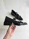 asthershop original punk style Mary Jane shoes, one-line metal decorative thick heel women's shoes
