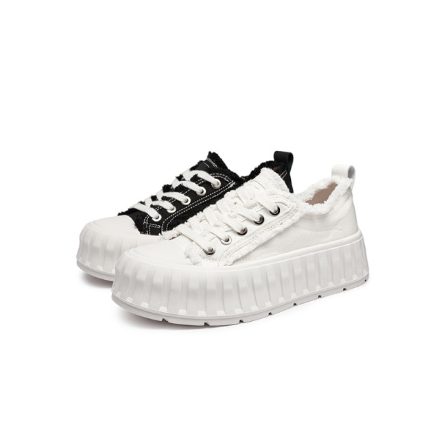 Red Dragonfly Cookies Canvas Shoes Women's Spring and Autumn New Women's Shoes All-match Thick Sole Sponge Cake Shoes Fashion White Shoes Casual